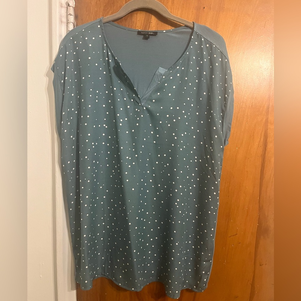 Papermoon teal green mixed material blouse